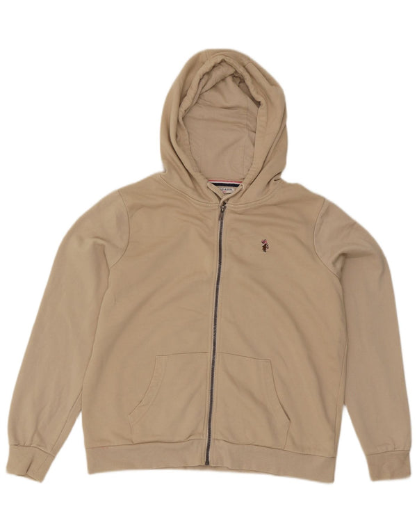 Polo Assn. Maglione con cappuccio e zip da uomo in cotone beige medio