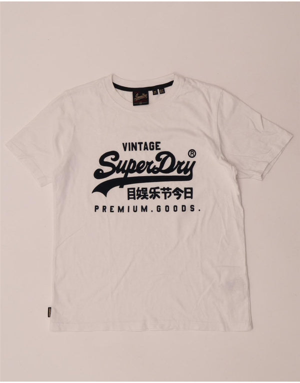 T-shirt grafica da donna Superdry Top UK 10 Small cotone bianco