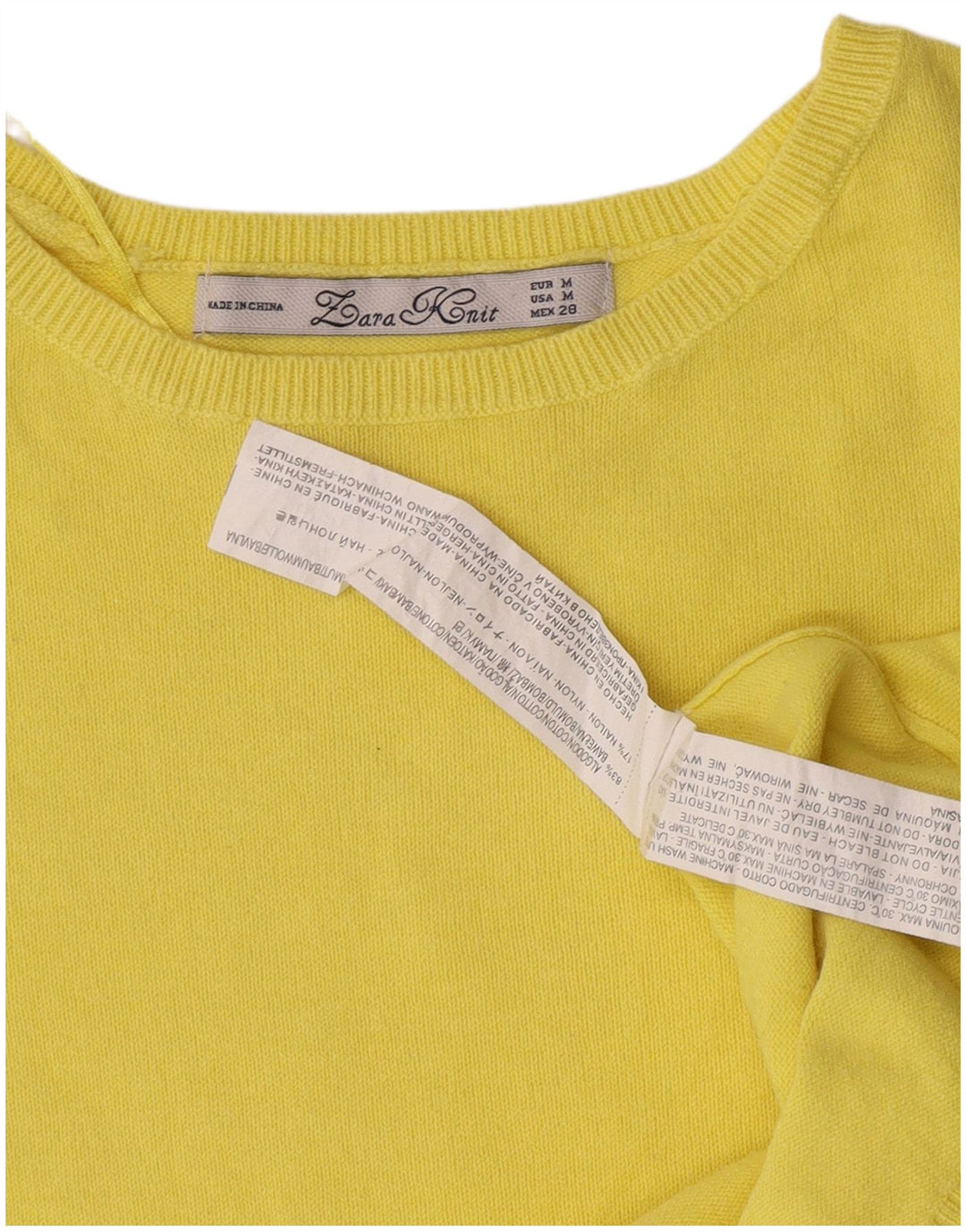 Maglione maglione oversize con scollo a barca da donna Zara UK 14 cotone giallo medio