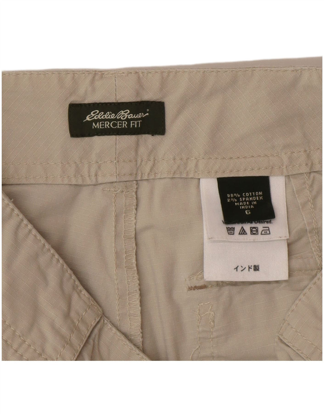 Pantaloncini cargo da donna Mercer Fit Eddie Bauer US 6 medi W30 cotone beige