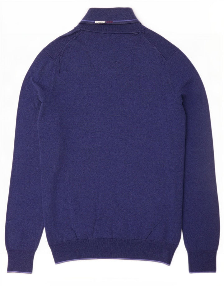 Massimo Dutti Maglione da uomo con zip e collo in cotone medio blu navy