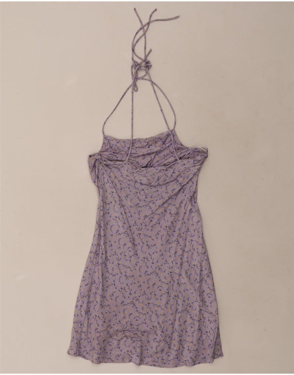 Mini abito alla caviglia da donna Zara UK 6 XS viscosa floreale viola