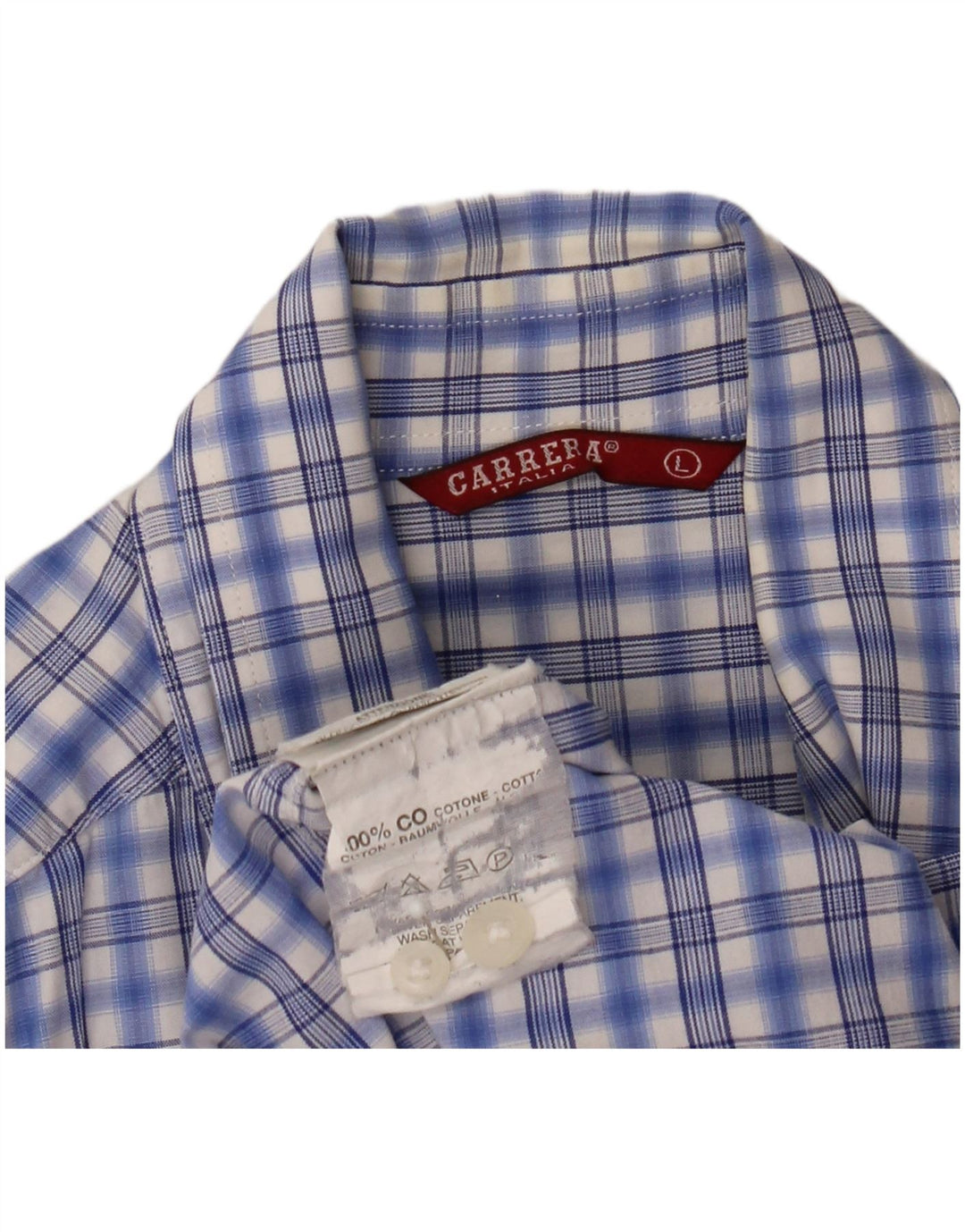 Carrera Camicia a maniche corte da uomo in cotone a quadri blu grandi