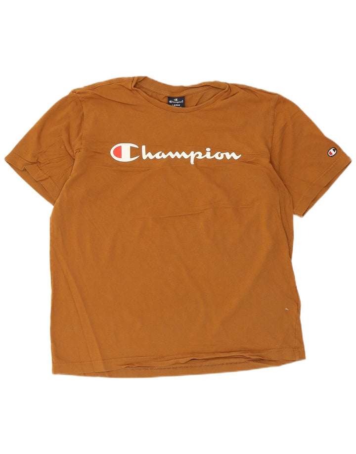 T-shirt grafica da uomo Champion Top grande in cotone marrone