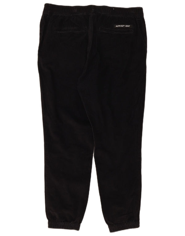 Pantaloni da jogging da uomo Calvin Klein in velluto a coste grandi W36 L28 cotone nero