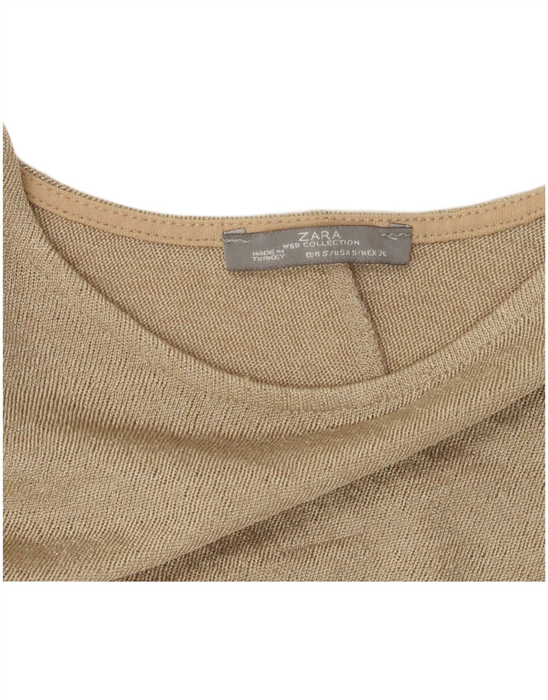 Top Zara da donna oversize con maniche a 3/4 UK 10 Small Beige Colourblock