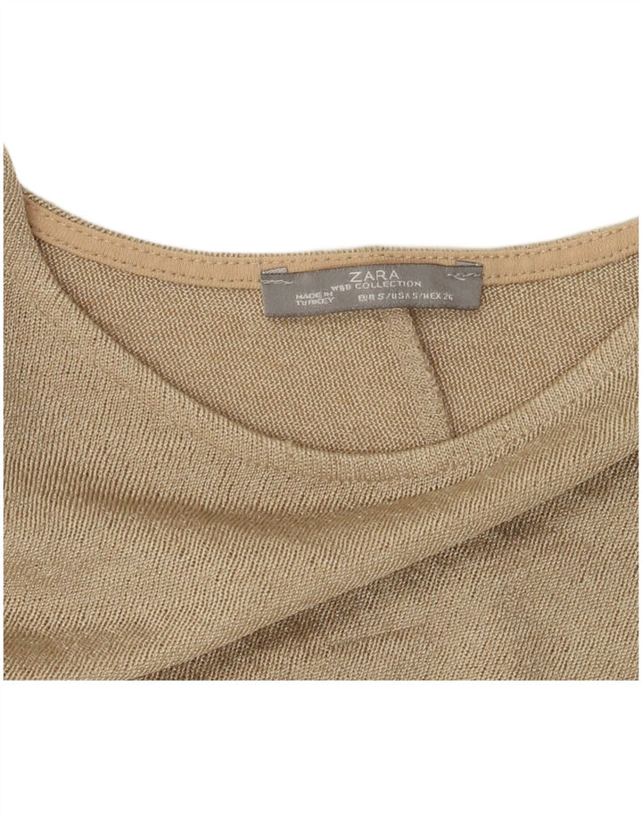 Top Zara da donna oversize con maniche a 3/4 UK 10 Small Beige Colourblock