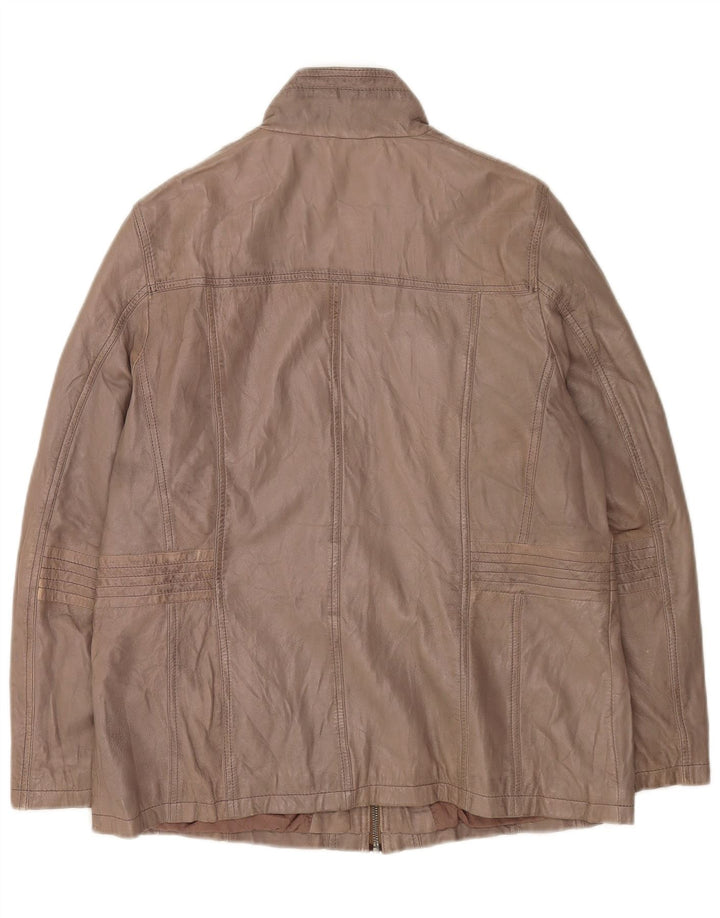Giacca in pelle vintage da uomo UK 38 in pelle grigio medio