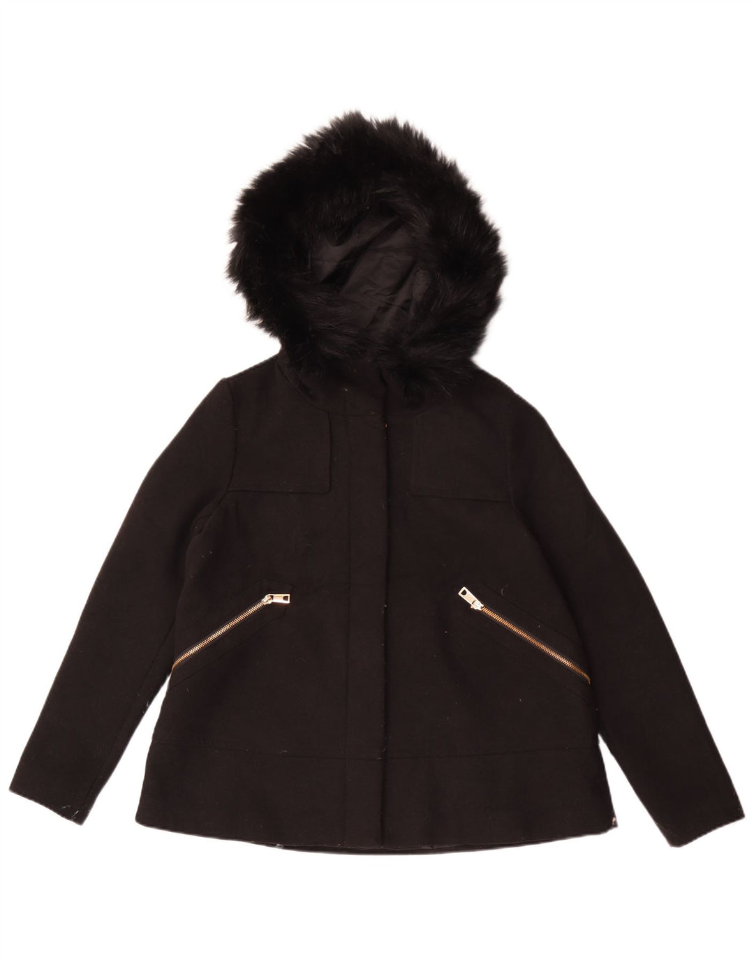 Giubbotto bomber con cappuccio da donna Zara UK 10 piccolo poliestere nero