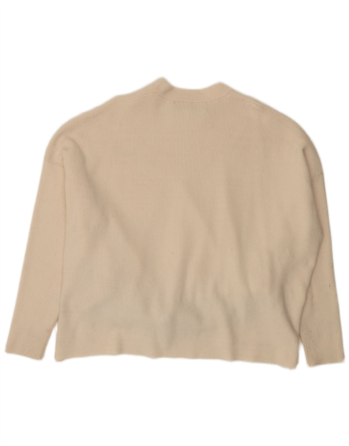 Maglione girocollo oversize da donna Zara UK 10 piccolo in viscosa bianca