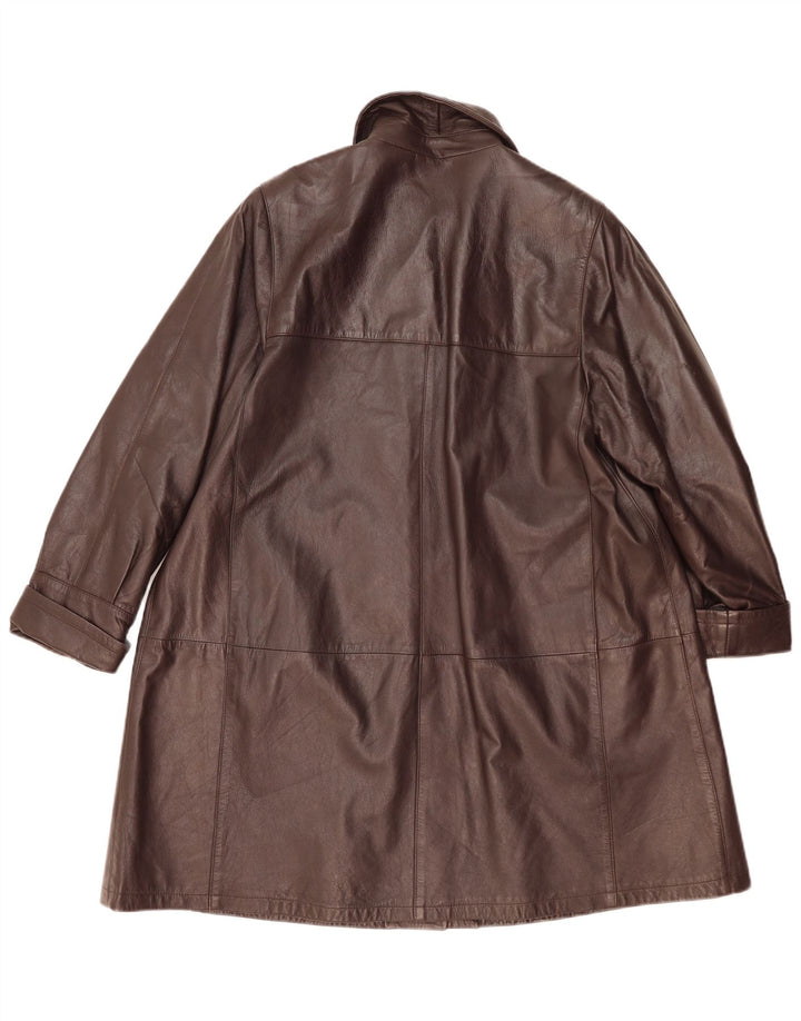 Cappotto in pelle da donna vintage IT 44 in pelle marrone medio