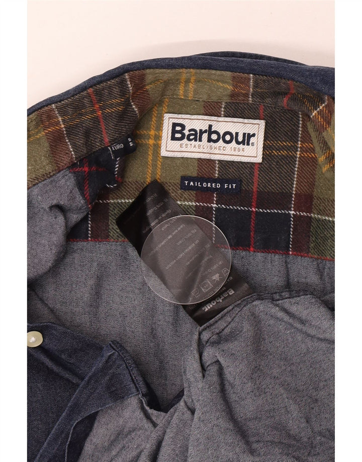 Camicia in denim da uomo su misura Barbour piccola in cotone blu navy