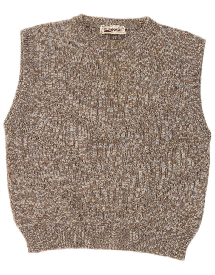 Canotta vintage da uomo Canotta XS in lana screziata grigia