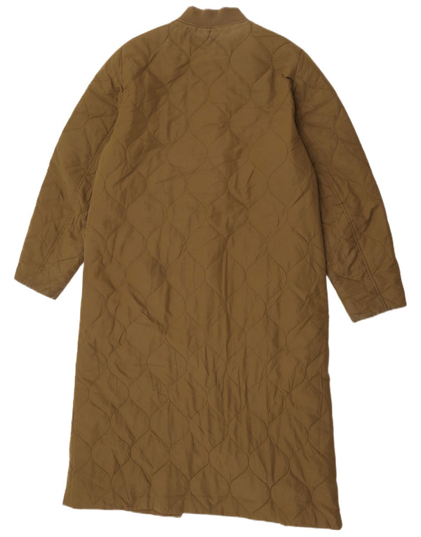 Cos Womens Oversized Quilted Padded Coat UK 10 Small Khaki Polyester