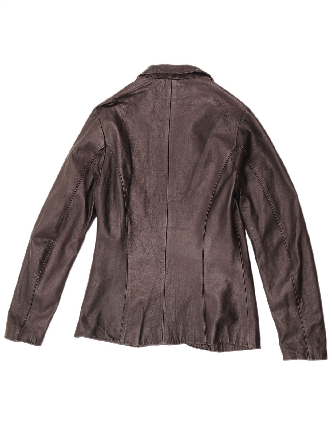 Giacca blazer in pelle vintage da donna a 1 bottone IT 42 media nera