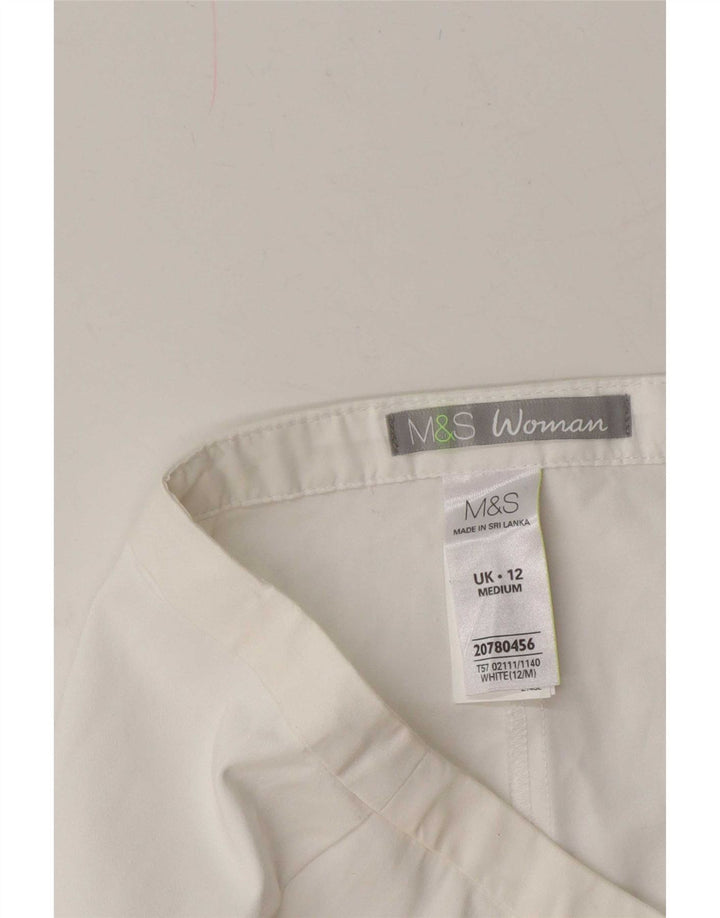 Pantaloni Capri da donna Marks & Spencer UK 12 Medium W30 L21 Cotone bianco