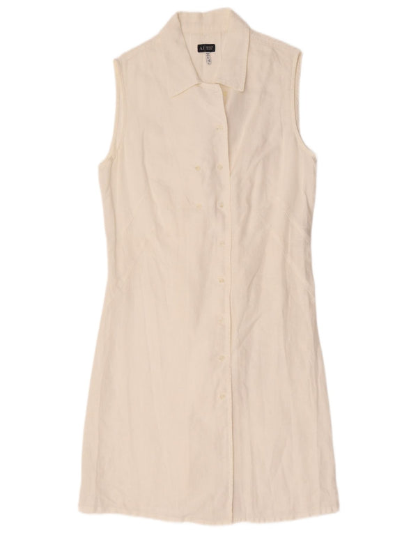 Armani Jeans Womens Sleeveless Shirt Dress UK 16 Large  White Linen