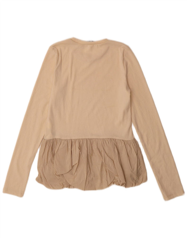 Top Zara da donna a maniche lunghe UK 12 Poliestere beige medio