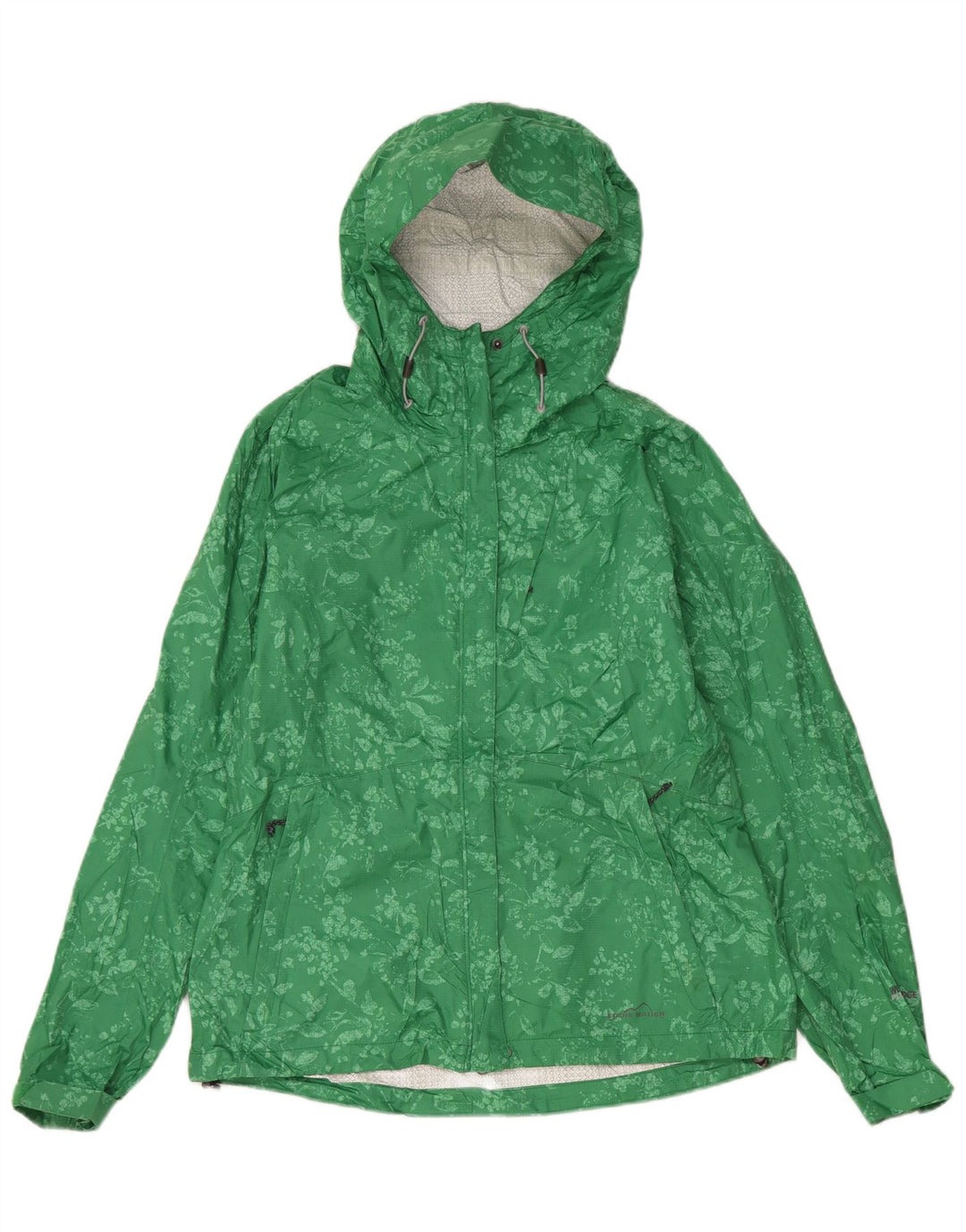 Giacca antipioggia con cappuccio da donna EDDIE BAUER UK 14 Nylon floreale verde medio