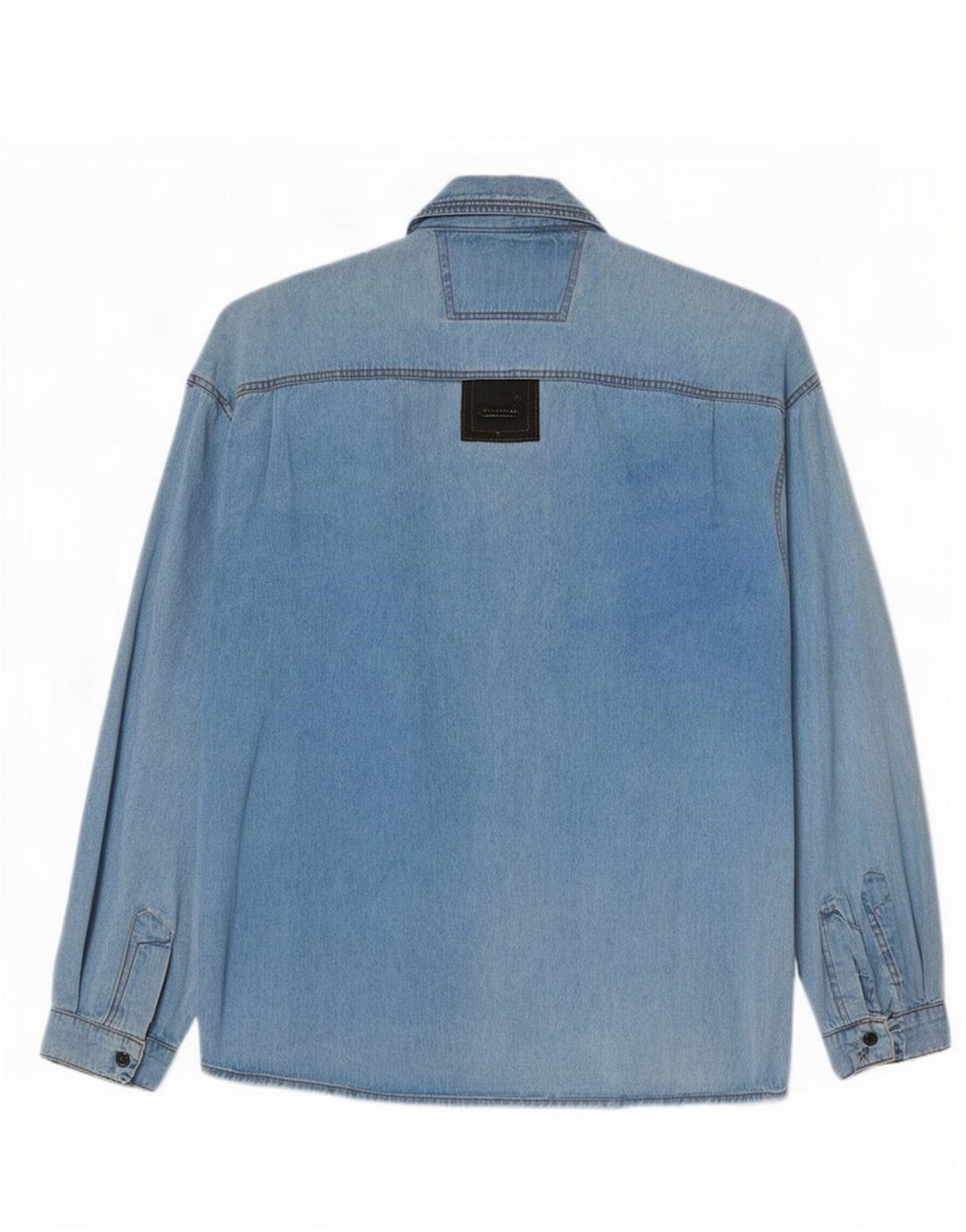 Camicia di jeans vintage da uomo grande color block blu
