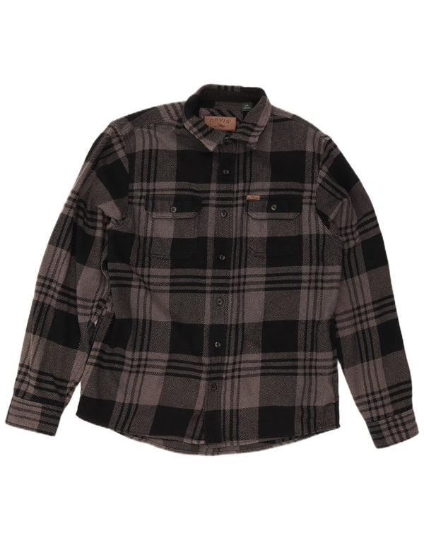 Camicia da uomo in flanella Orvis, cotone a quadri neri grandi