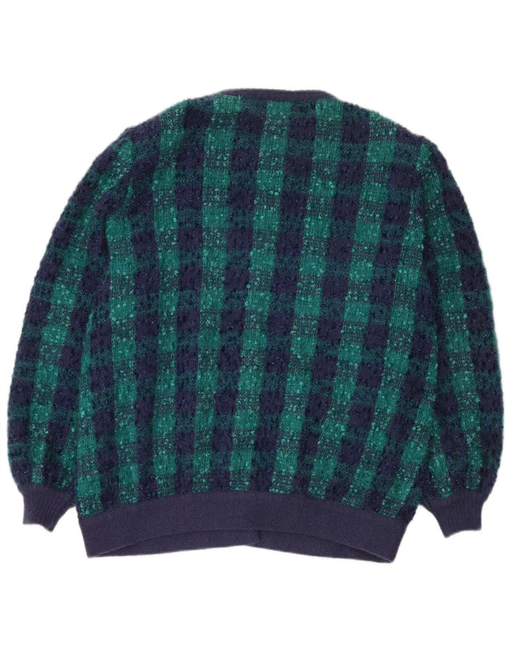 Giorgio Grati Maglione Cardigan Oversize da Donna IT 48 XL Blu Navy a quadri