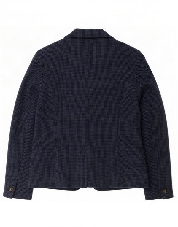 Joules Womens 2 Button Blazer Jacket UK 14 Large Navy Blue Houndstooth