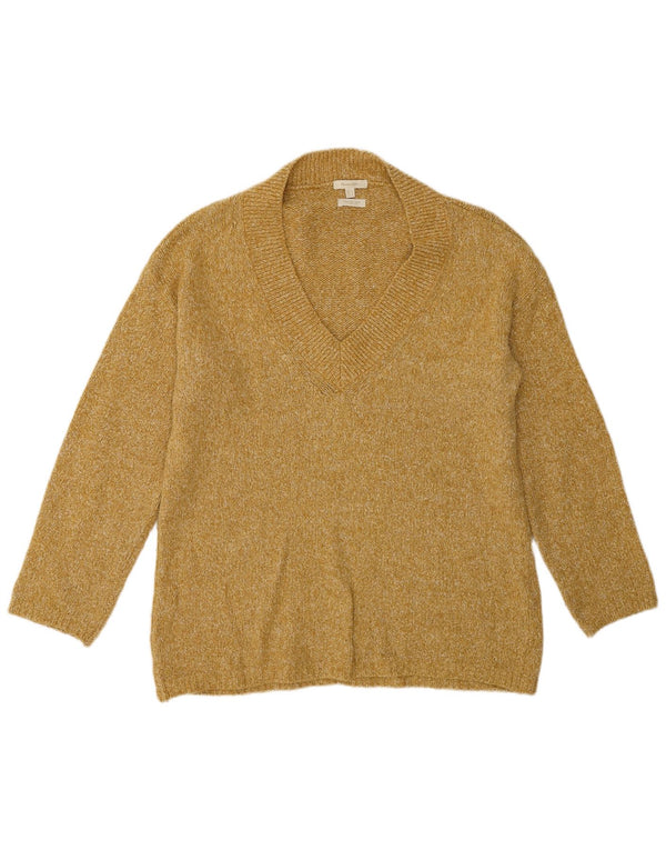 Massimo Dutti Maglione da donna con scollo a V UK 10 Piccolo giallo screziato