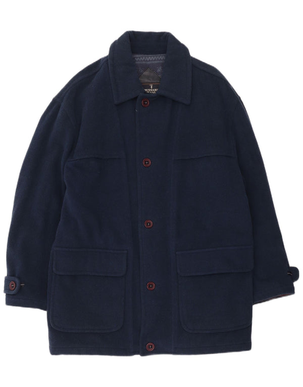 Cappotto da uomo Trussardi Jeans UK 40 Large in lana blu navy