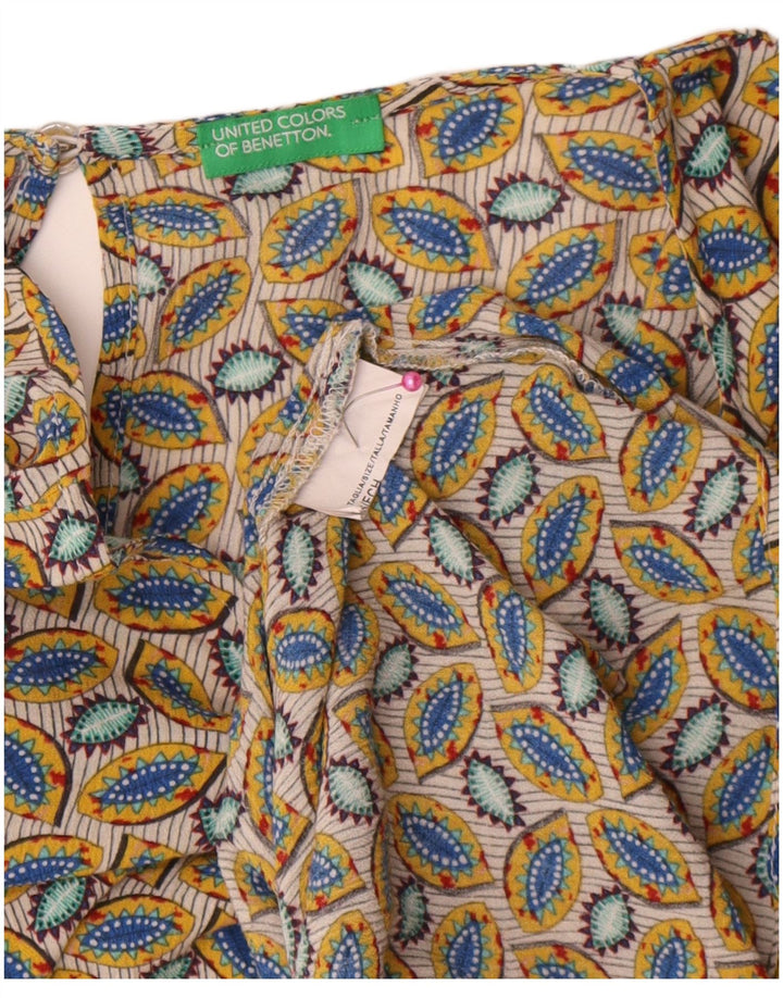 Camicetta ampia da donna Benetton con motivo astratto, vestibilità ampia, UK 6 XS, multicolore