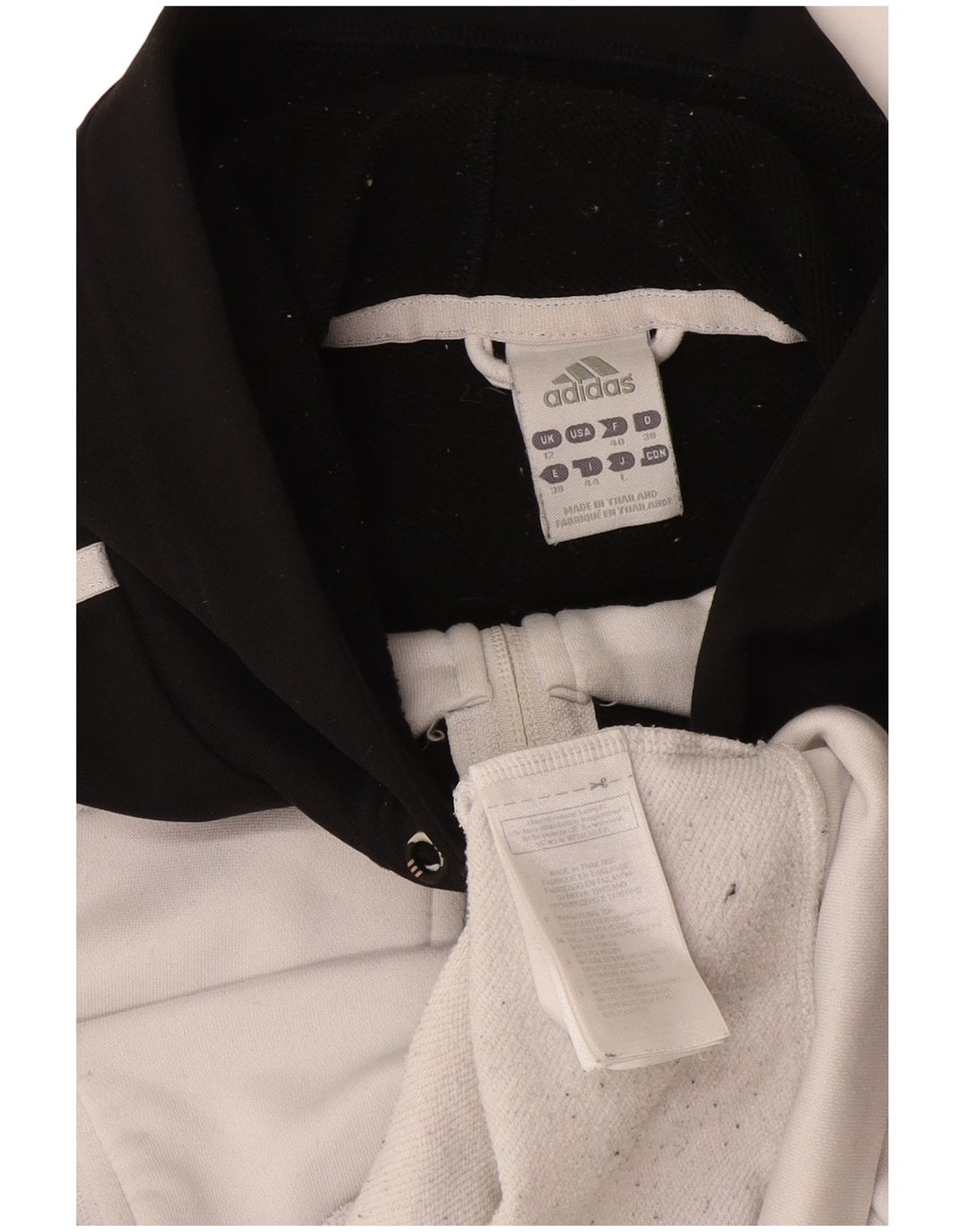 Felpa con cappuccio e zip da donna Adidas UK 12 Poliestere color block medio nero