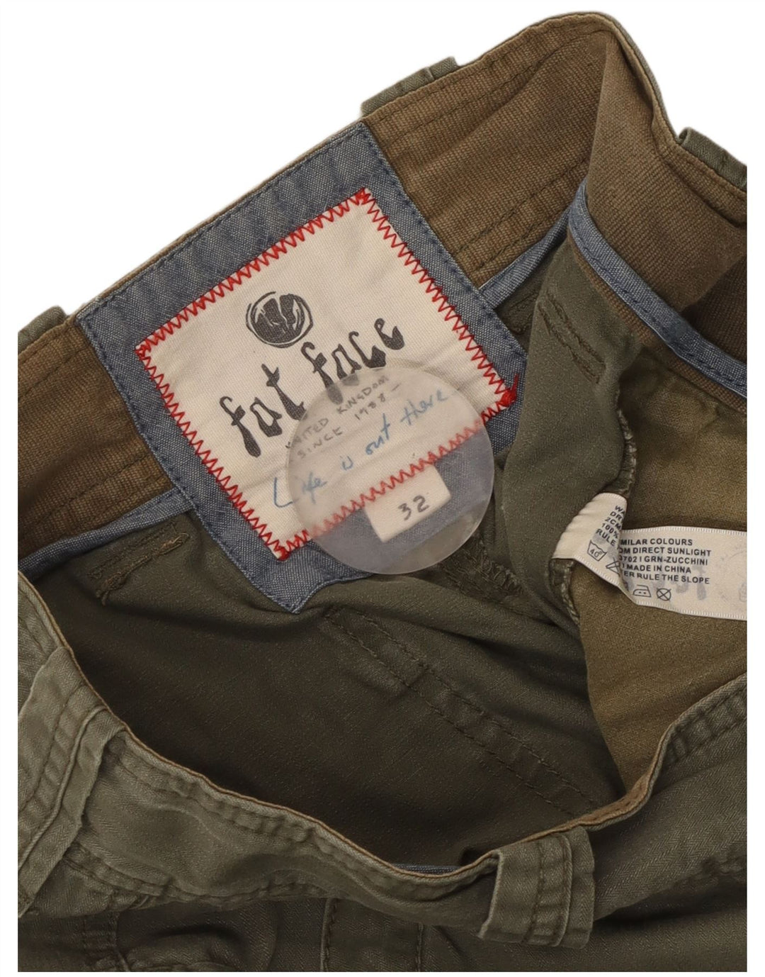 Pantaloncini bermuda cargo da uomo Fat Face W32 cotone kaki medio