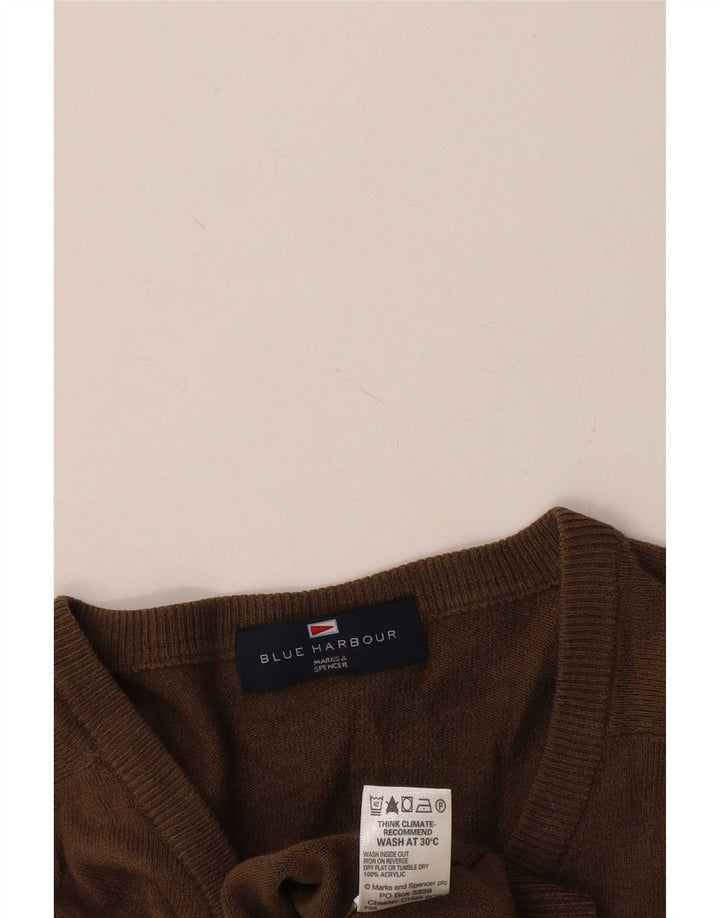 Marks & Spencer Maglione da uomo con scollo a V blu Harbour Grande acrilico marrone