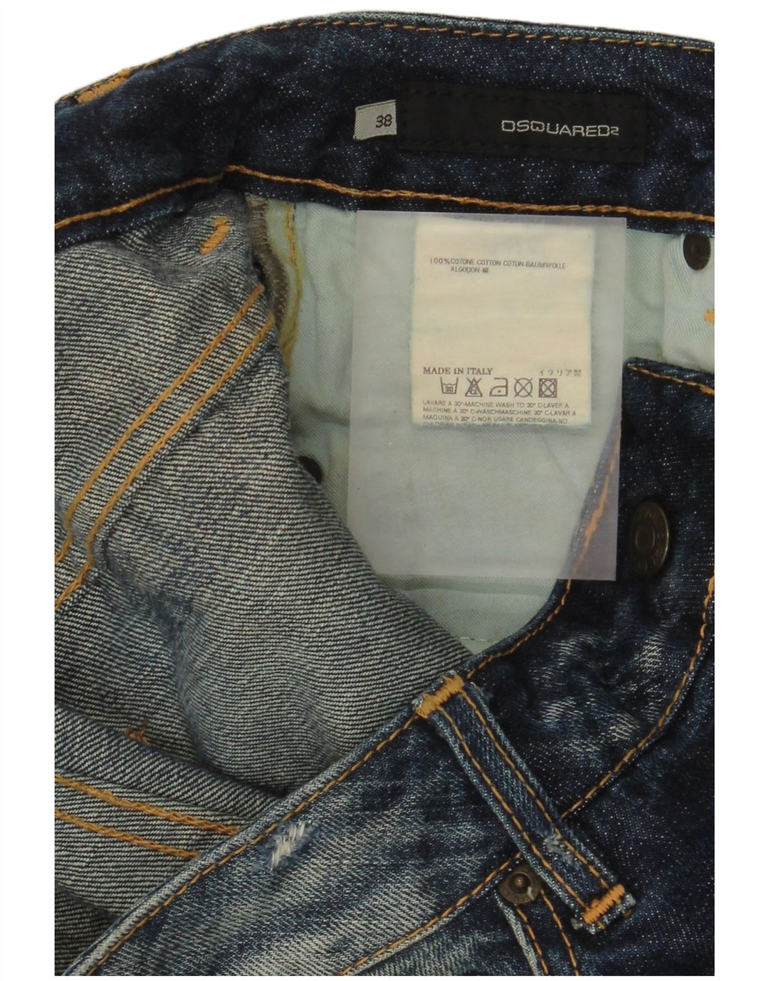 Jeans slim effetto consumato da donna Dsquared2 IT 38 XS W28 L29 cotone blu