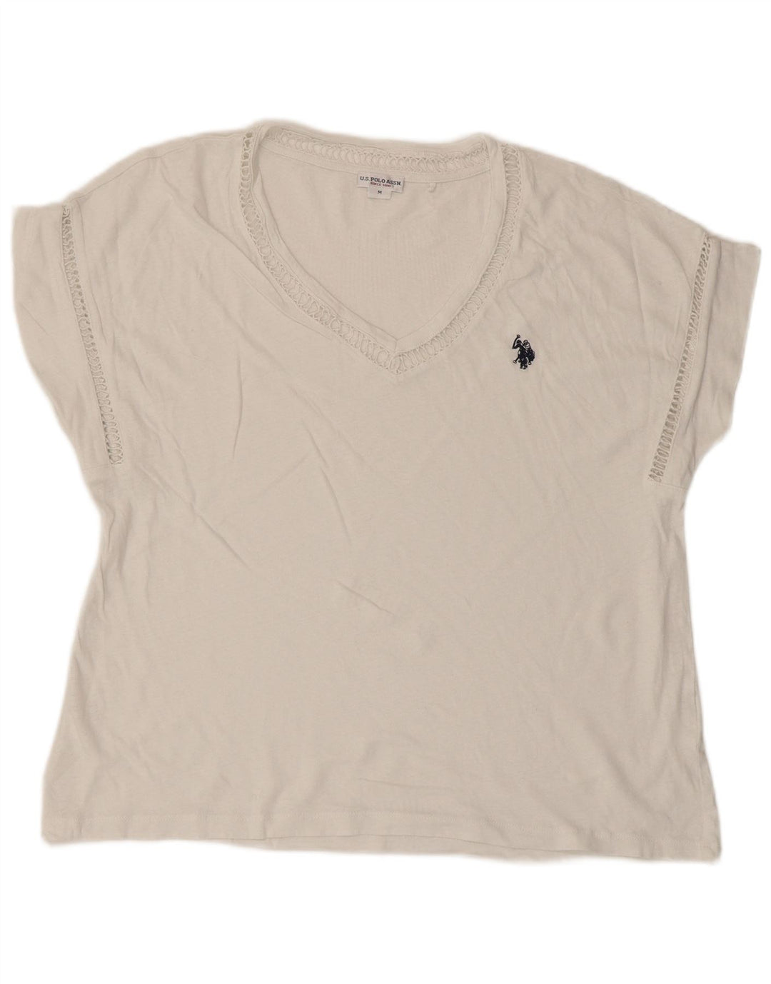 Polo Assn. degli Stati Uniti T-shirt da donna Top UK 14 Medium White