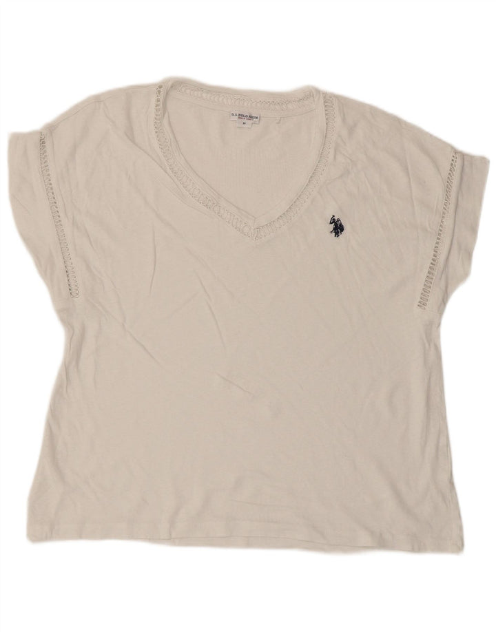 Polo Assn. degli Stati Uniti T-shirt da donna Top UK 14 Medium White
