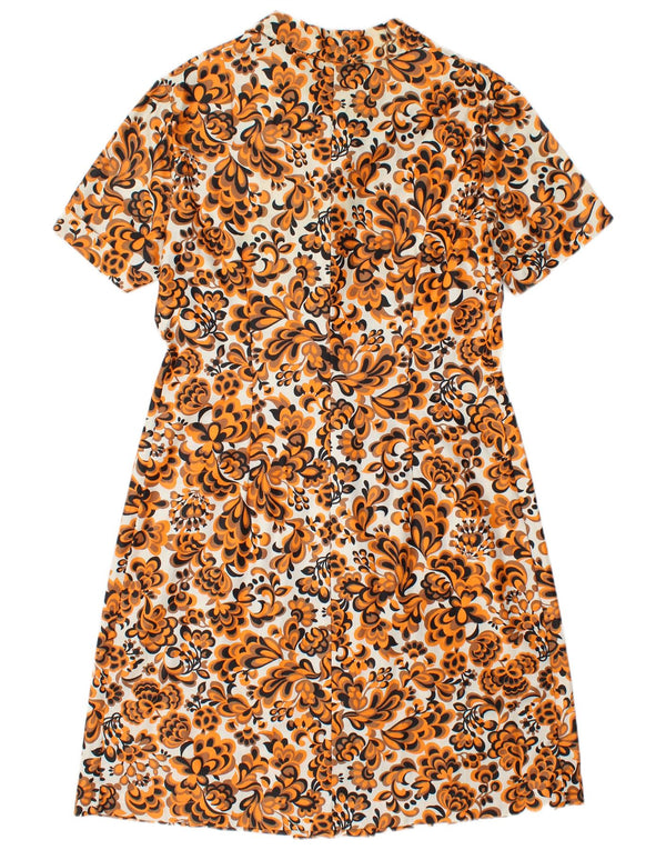 Abito camicia a maniche corte da donna VINTAGE IT 52 2XL Arancione floreale retrò