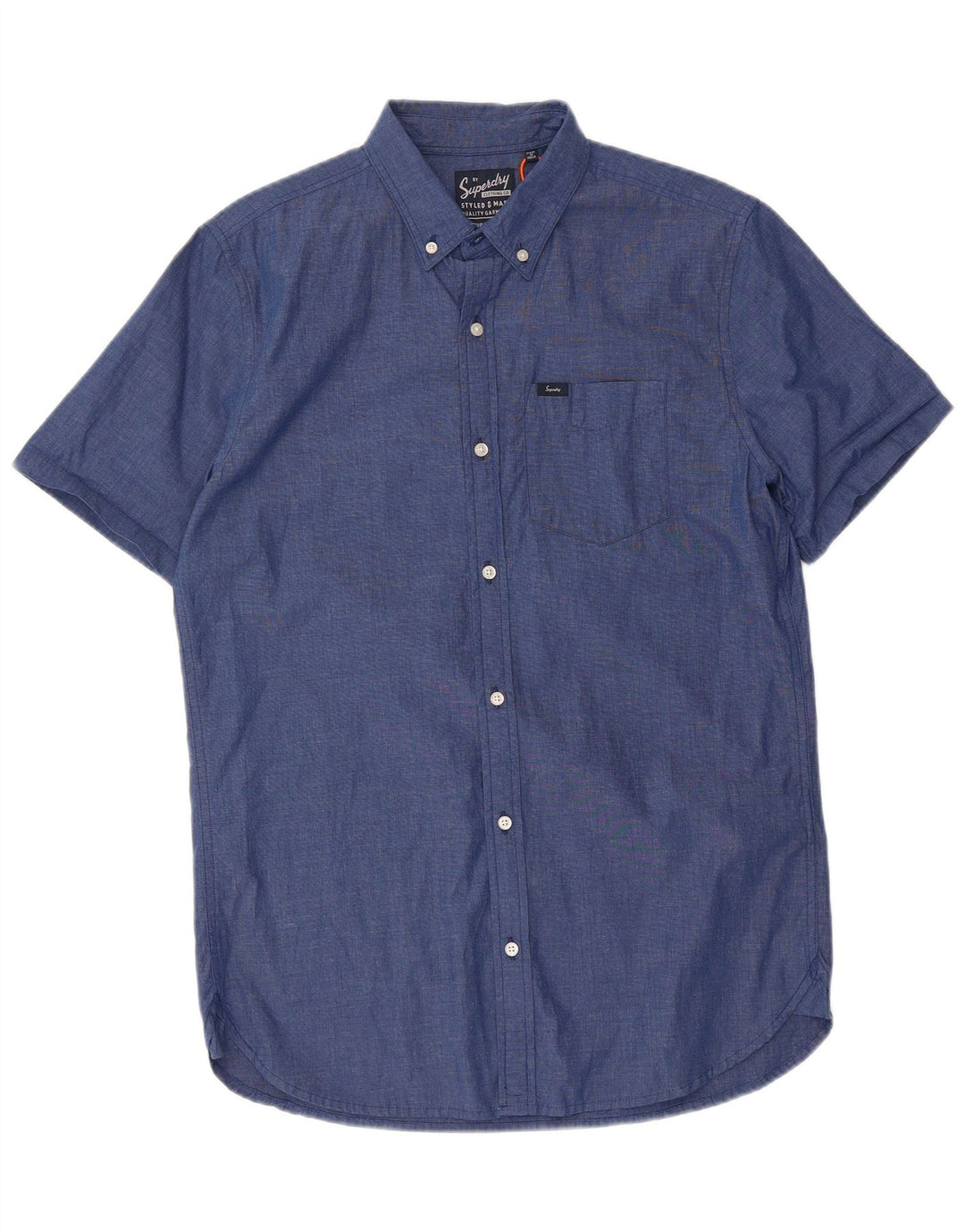 Camicia a maniche corte da uomo Superdry Small in cotone blu