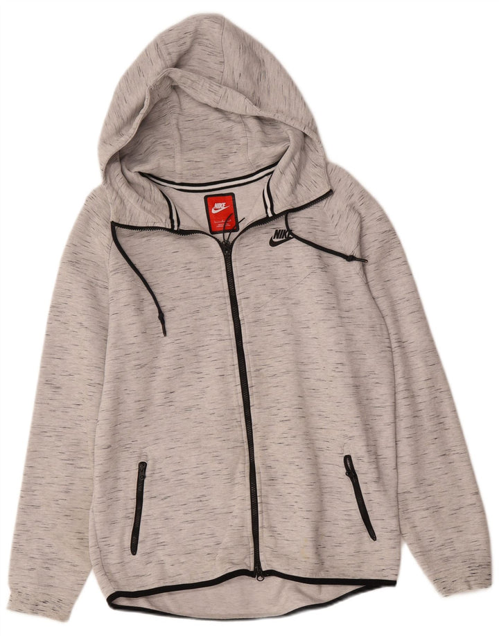 Felpa con cappuccio e zip Nike da uomo, grande, in cotone chiazzato grigio