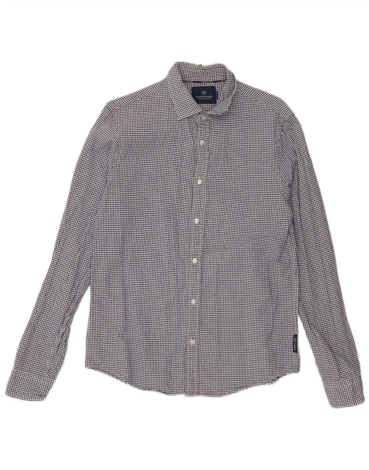 Camicia da uomo Scotch & Soda in cotone pied de poule blu medio