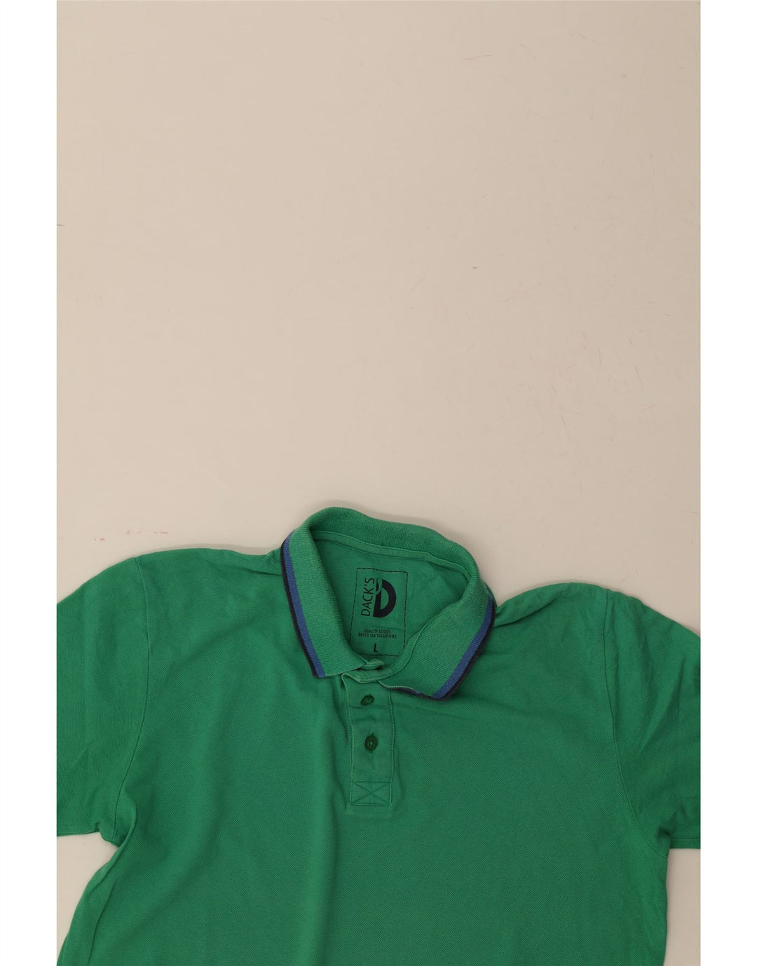 DACK'S Mens Polo Shirt Large Green Cotton Vintage Dack's and Second-Hand Dack's from Messina Hembry 