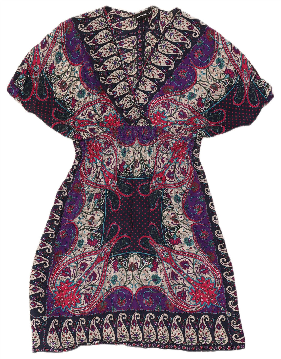 Abito caftano da donna Warehouse UK 12 Seta Paisley multicolore media
