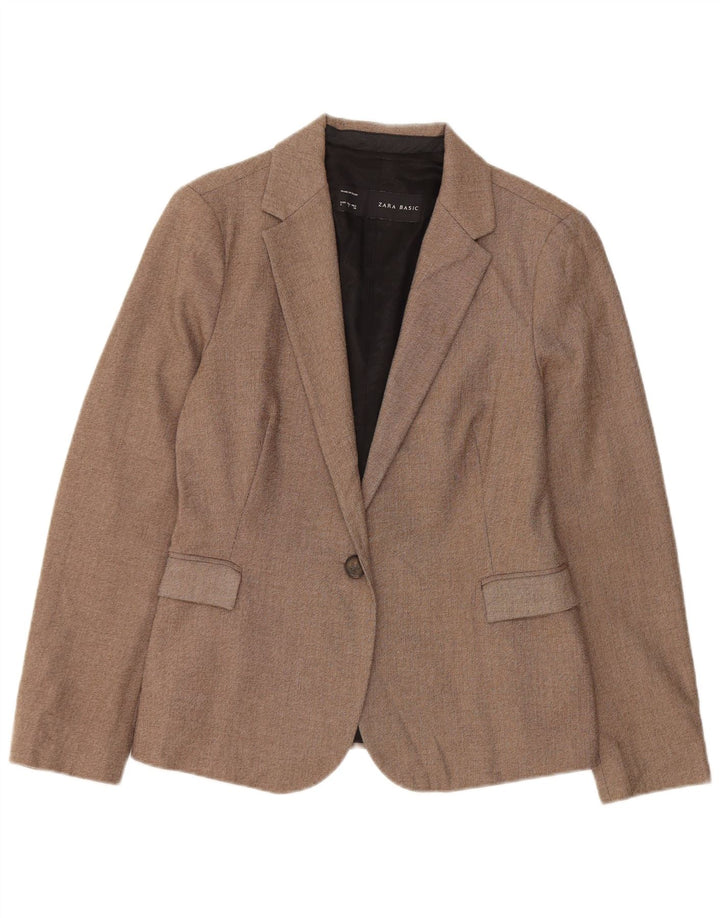 Giacca blazer a 1 bottone da donna Zara UK 14 grande poliestere marrone