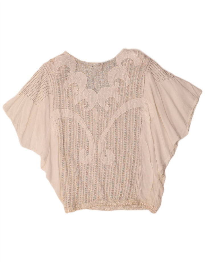 Camicetta a pipistrello da donna VINTAGE Top UK 12 a righe bianche medie