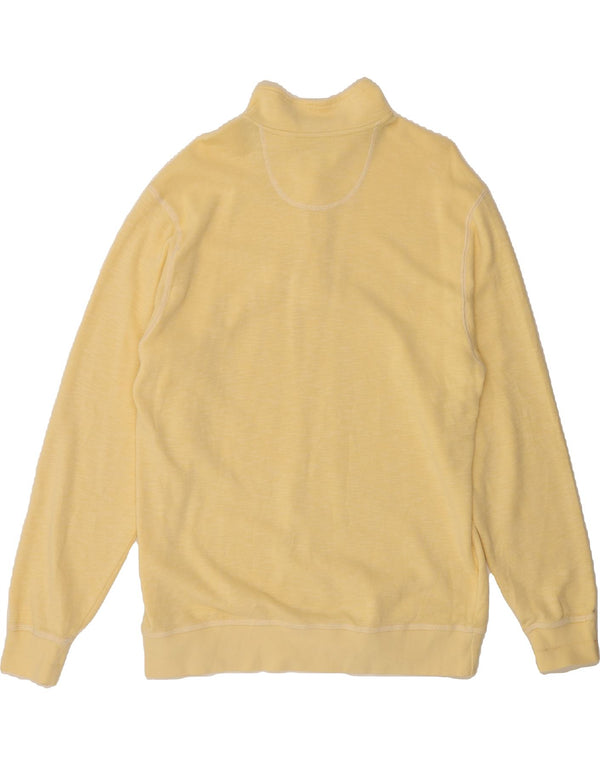 ORVIS Mens Zip Neck Sweatshirt Jumper Large Yellow Cotton