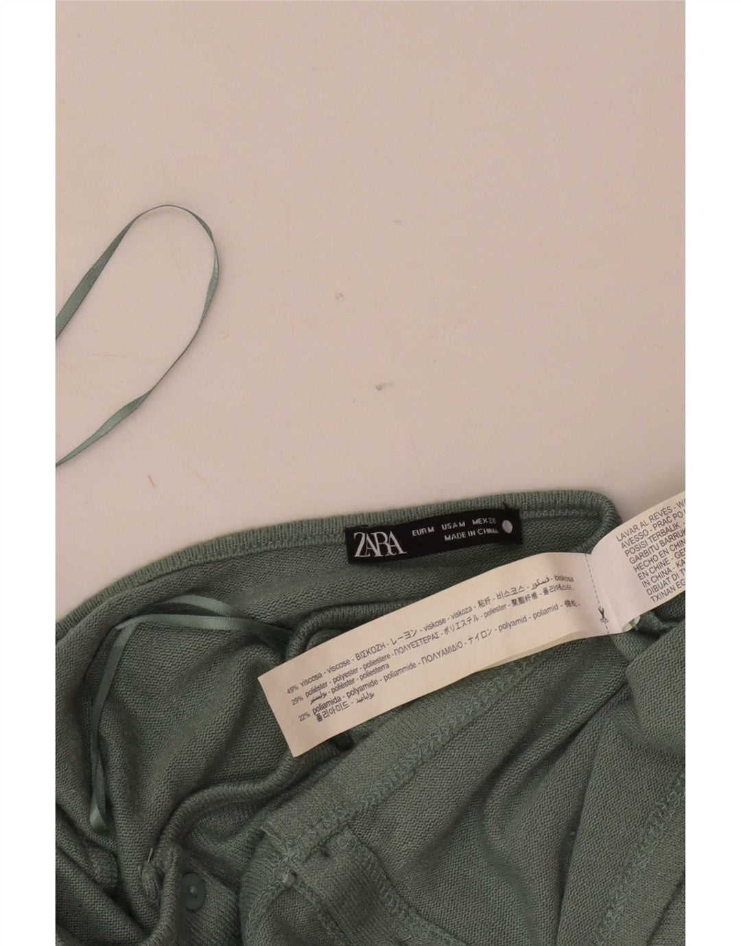 Top cardigan corto da donna Zara UK 12 viscosa verde medio
