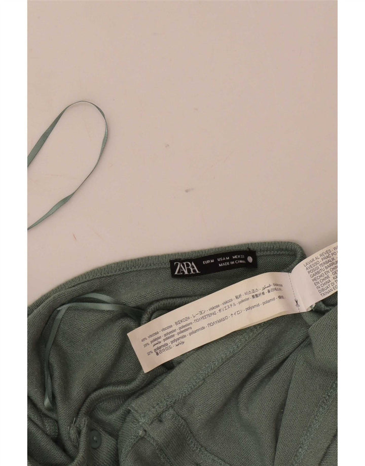 Top cardigan corto da donna Zara UK 12 viscosa verde medio
