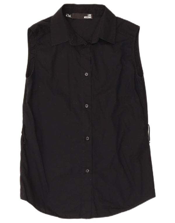 Camicia senza maniche da donna Moschino UK 10 Small Cotone nero