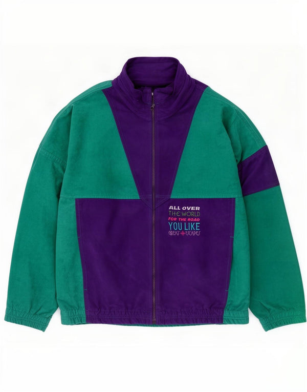 Giacca da ginnastica da uomo in velluto grafico Terinda IT 54 XL color block verde