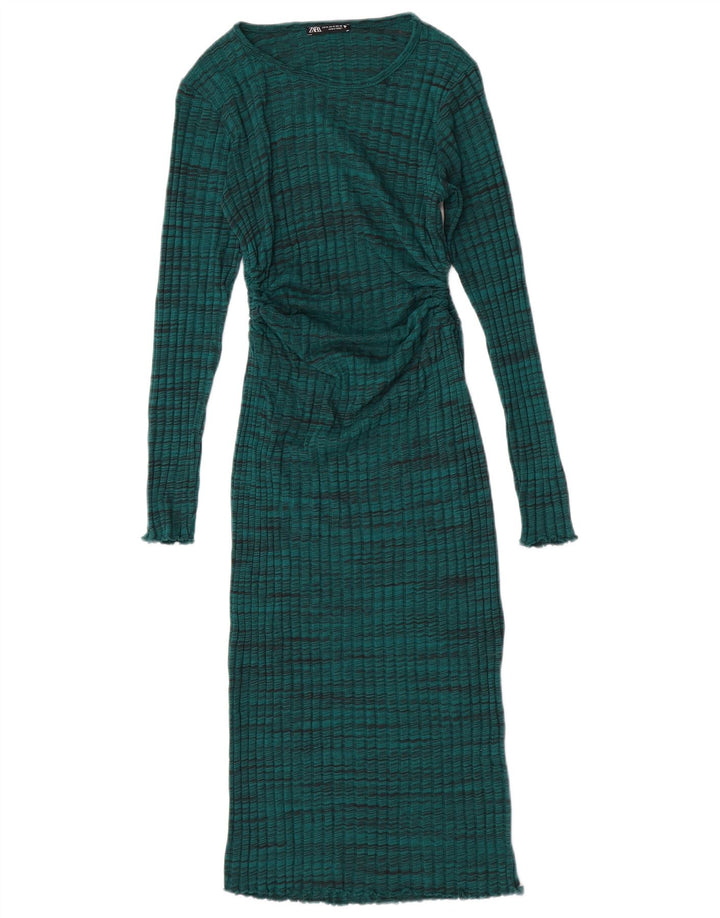 Abito maglione Zara da donna UK 12 verde medio a righe